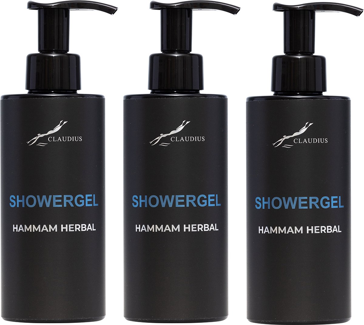 Goedkoopste Showergel Hammam Herbal 300 ml - met pomp - zwarte fles - set van 3 stuks - Douchegel - Voordeelverpakking