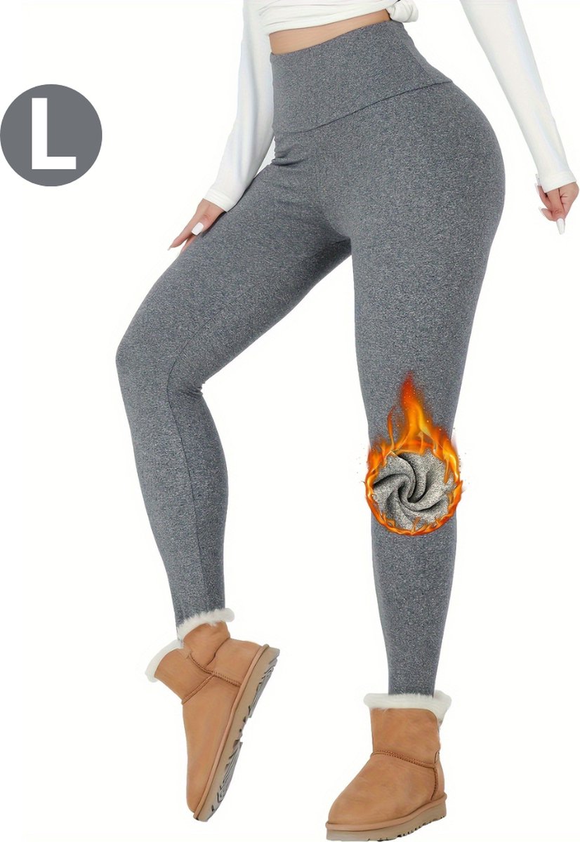 Goedkoopste Nivard Gevoerde Panty - Legging - Hoge Taille - Winter Panty - Fleece panty - Thermo Panty - Warme Panty - Elastisch - Grijs Maat L