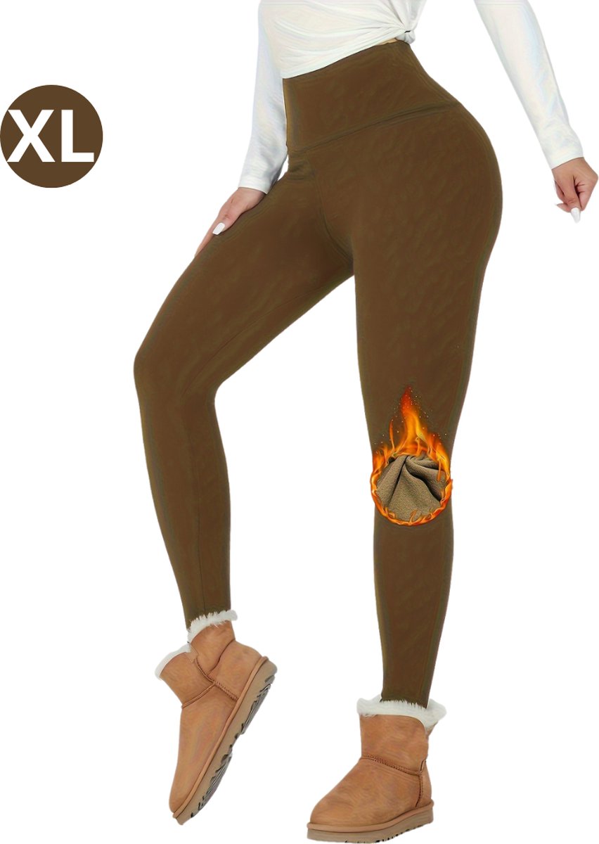 Goedkoopste Nivard Gevoerde Panty - Legging - Hoge Taille - Winter Panty - Fleece panty - Thermo Panty - Warme Panty - Elastisch - Koffie Maat XL