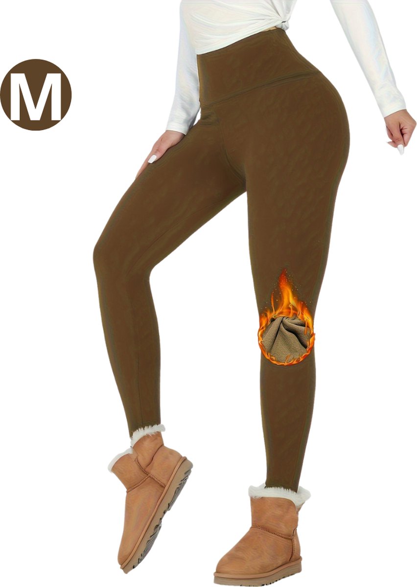 Goedkoopste Nivard Gevoerde Panty - Legging - Hoge Taille - Winter Panty - Fleece panty - Thermo Panty - Warme Panty - Elastisch - Koffie Maat M