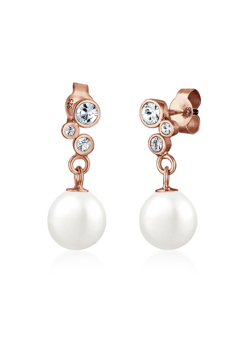 Elli - Oorbellen - Dames Parels met Kristallen Elegant in 925 Sterling Zilver - Dames