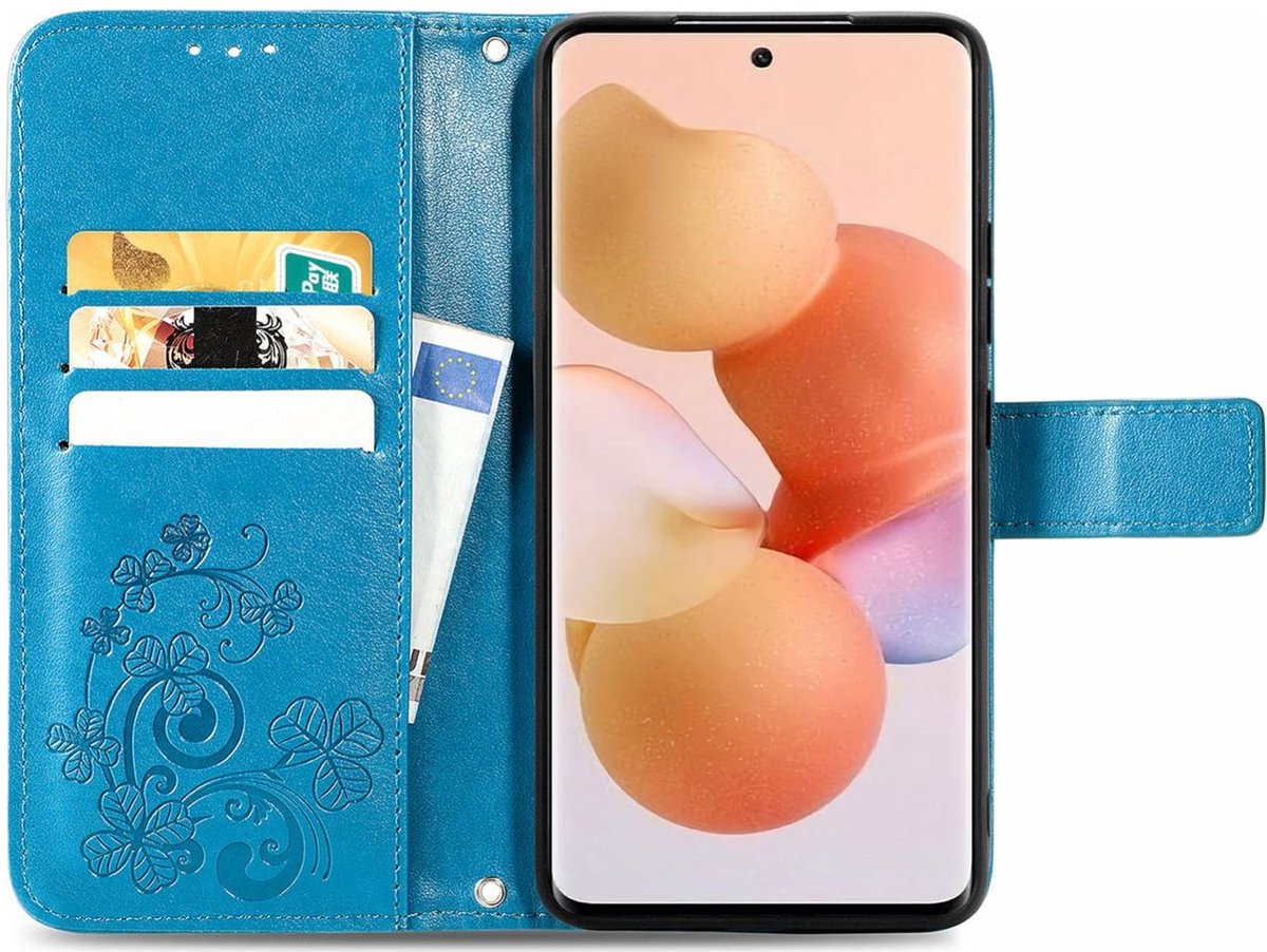 Mobigear Telefoonhoesje geschikt voor Xiaomi 12 Lite Hoesje | Mobigear Clover Bookcase Portemonnee | Pasjeshouder voor 3 Pasjes | Telefoonhoesje voor Pinpas / OV Kaart / Rijbewijs - Blauw