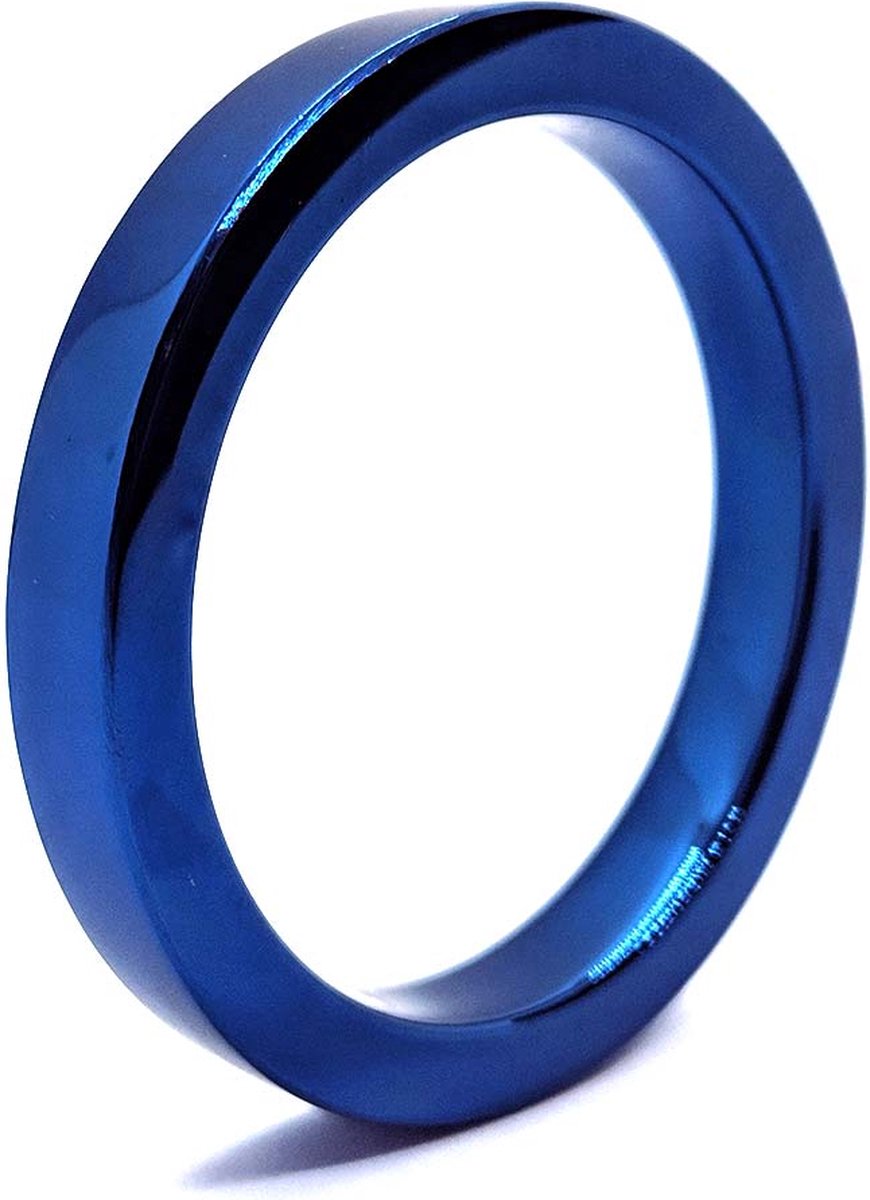 Goedkoopste Black Label - BlueBoy - Platte Cockring - RVS - Blauw 40 mm