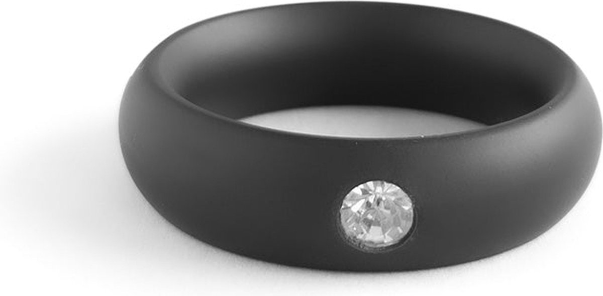 Goedkoopste Black Label - Donut Cockring met Sierkristal - Mat zwart 52.5 mm