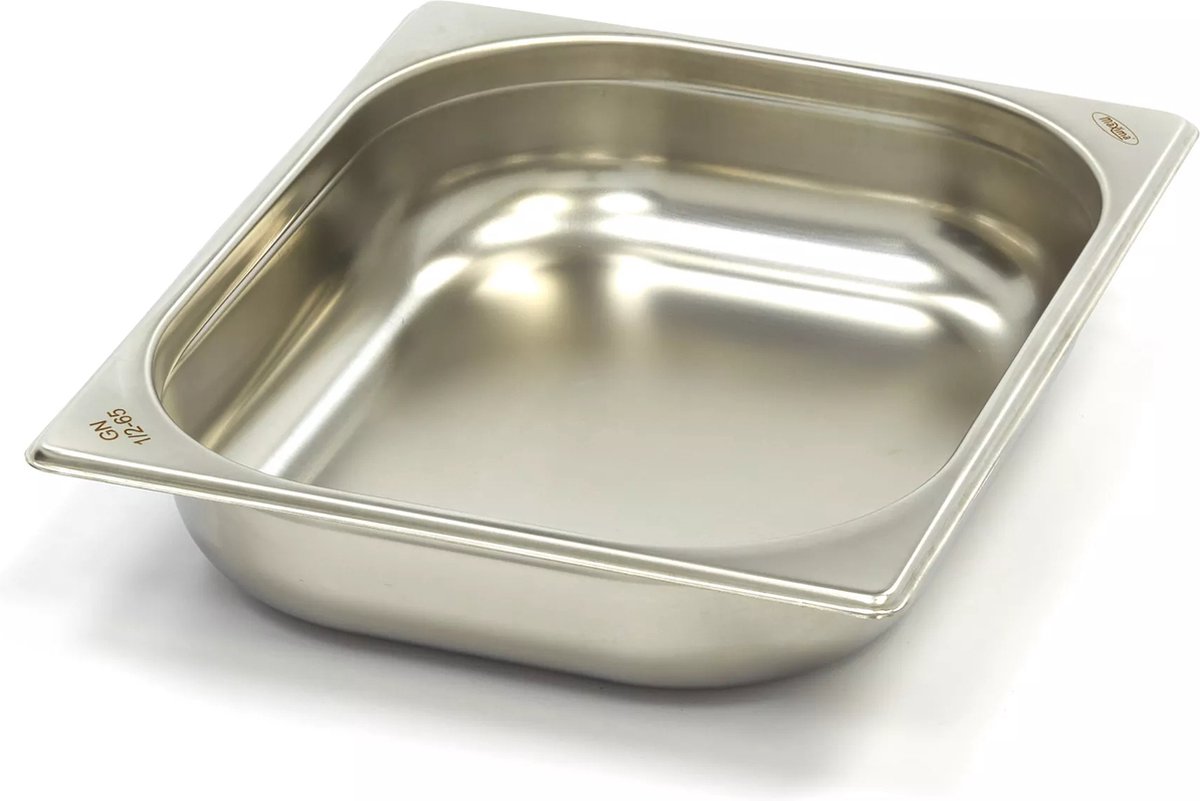 GN bak 1/2 - 65 mm rvs | Rvs Gastronorm bak 1/2 65 mm | volière badschaal | RVS schaal