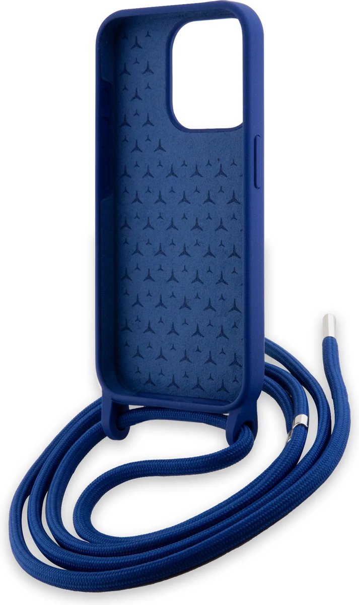 MERCEDES-BENZ - VLOEIBARE SILICONE HOESE GESCHIKT VOOR IPHONE 15 - MARINEBLAUW MET KOORD WOORDMERK LOGO van Merkloos — afbeelding 2