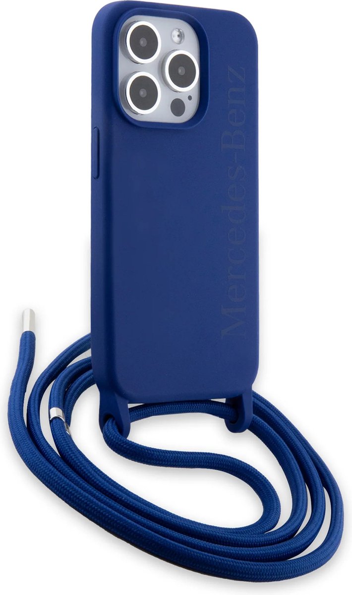MERCEDES-BENZ - VLOEIBARE SILICONE HOESE GESCHIKT VOOR IPHONE 15 - MARINEBLAUW MET KOORD WOORDMERK LOGO van Merkloos — afbeelding 4