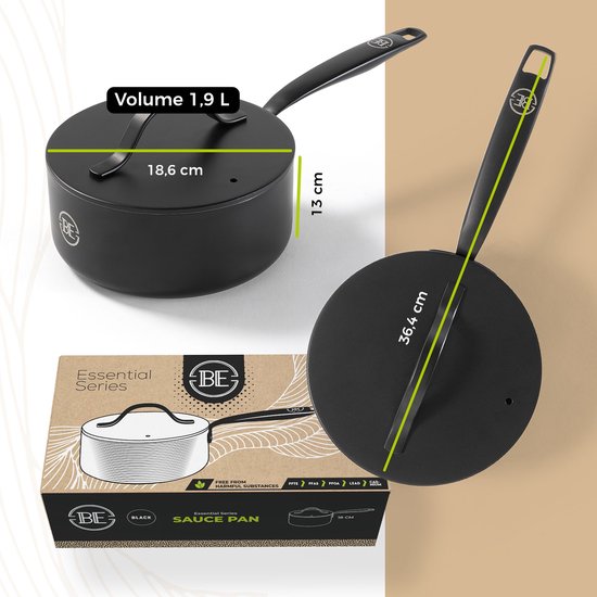 BE Living Steelpan met Deksel - 18 cm - Sauspan