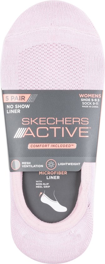 Skechers Lot de 5 Chaussettes pour femme avec doublure semi-microfibre Non Terry - Lilas/Violet - Taille unique