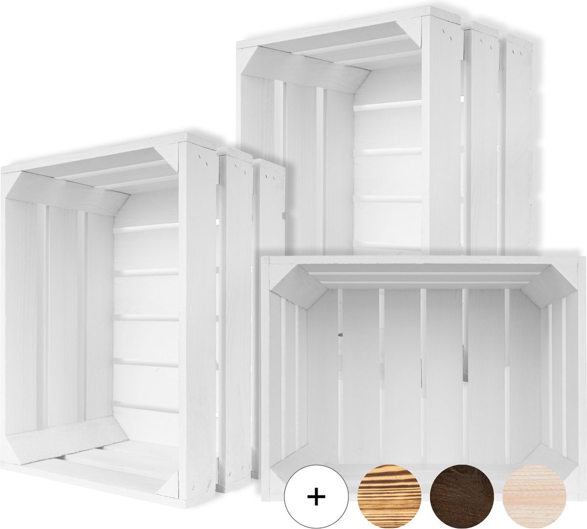 Creative Deco 3 x Witte Houten Kist 40 x 30 x 23 cm Geschuurd Kist Hout Fruitkist Decoratie Wijnkisten Appelkist Perfect als Cadeaukist Speelgoedkist Opbergdoos Paasdecoratie