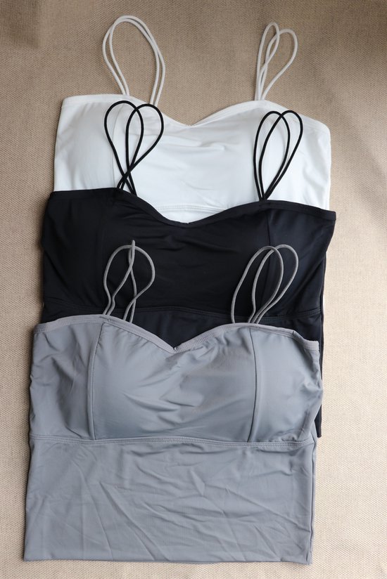 Foto: Gudia ice silk cami crop top zachte cami ingebouwde padding lente zomer topjes zonder bh premium lente zomer ice silk zachte stof u vormige rug perfect voor grote of medium borsten wit m xl 