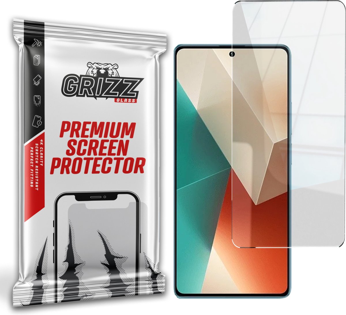 GrizzGlass HybridGlass Screenprotector voor Xiaomi Redmi Note 13 5G - Transparant