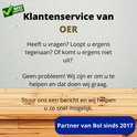 Klantenservice van OER. Tekst: Heeft u vragen? Loop u ergens tegenaan? Of komt u ergens niet uit? Geen probleem! Wij zijn er om u te helpen en dat doen wij graag. Stuur ons een bericht en wij helpen u zo snel mogelijk. Partner van Bol sinds 2017.