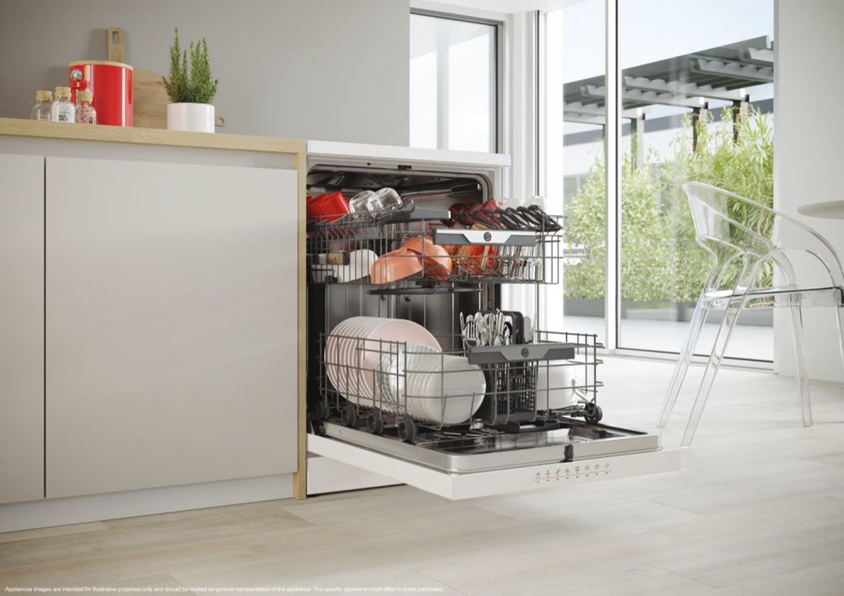 Hoover HF 6C4F0W - Vrijstaande Vaatwasser - 16 Couverts - Energieklass C - Speed-Drive Inverter - Auto open - 44 dB - Wifi - 10 Jaar Garantie op onderdelen — afbeelding 7