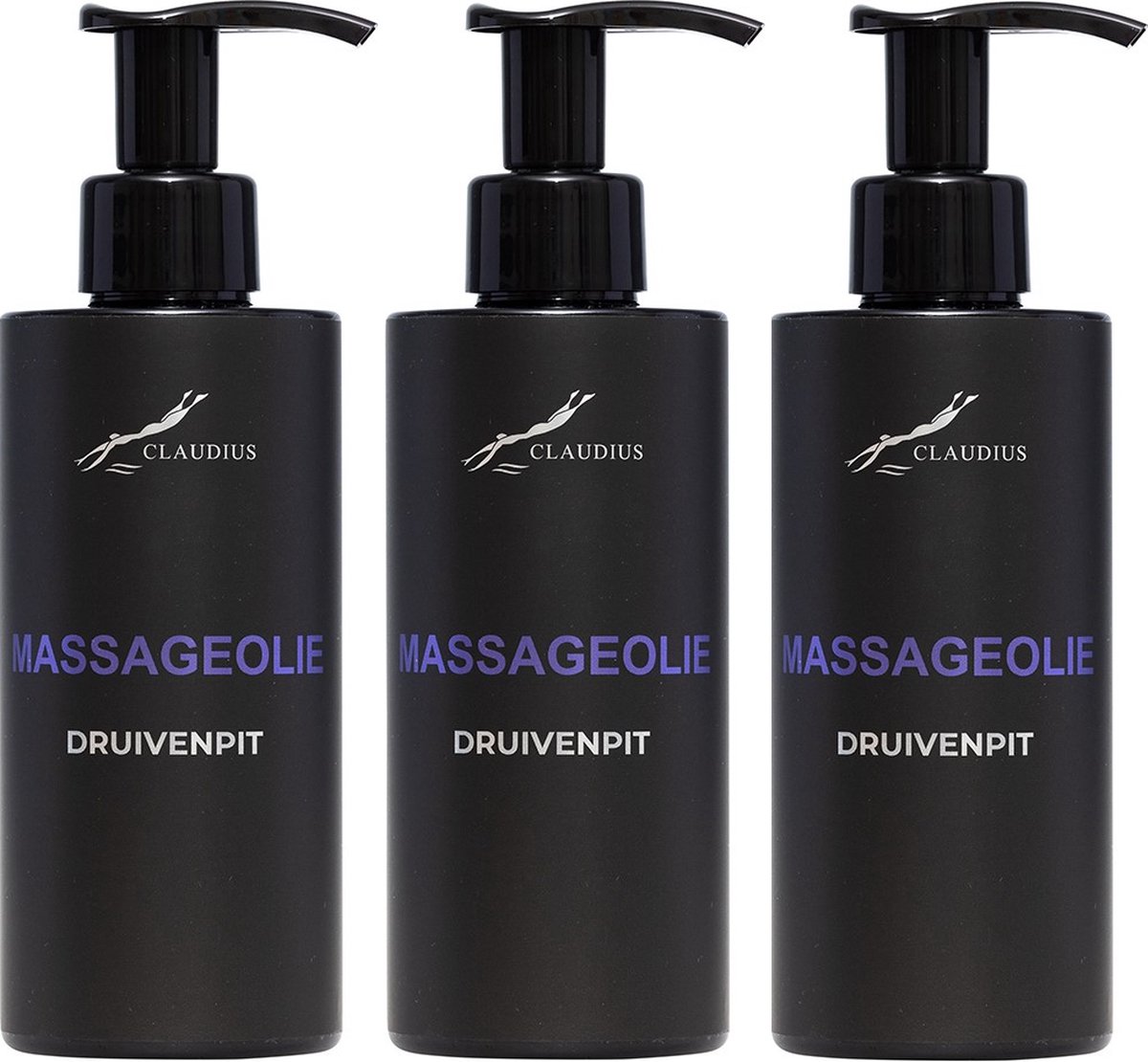 Goedkoopste Druivenpitolie 300 ml - met pomp - zwarte fles - 100 natuurlijk - biologisch en koud geperst - grapeseed oil - set van 3 stuks - Voordeelverpakking