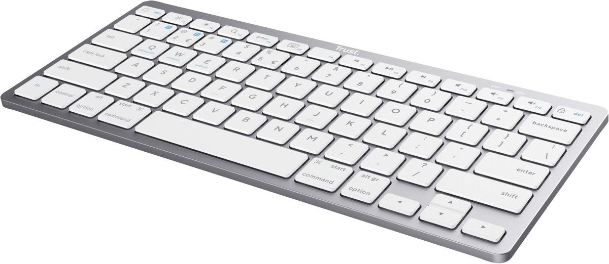 Trust - Draadloos Toetsenbord - Bluetooth - Universeel - Laptop, PC, Tablet, Ipad, iPhone - Ultra-Dun Design - QWERTY - Zilver thumbnail 3