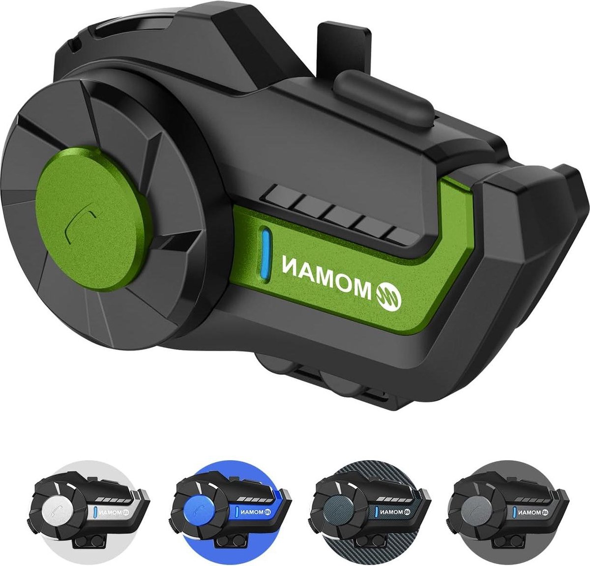 Motorfiets Intercomheadset 1 stuks groen draadloos intercomsysteem waterdicht IP65 - 1000 m bereik - FM-radio
