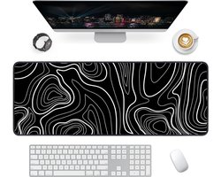 StayPowered Gaming Muismat XXL - Maximale Ruimte en Precisie voor Gamers en Werkers - 80x30 cm - Antislip Basis - Stijlvol Design - Zachte Muisbeweging - Veelzijdig Gebruik - Zwart met Witte Lijnen - Levering Sneller dan Aangegeven!