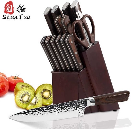 Messenset - Messenblok - Keukenmessenset - Professionele messenset - Hoogwaardige keukenmessen - RVS messenset - Keramische messen - Duurzame messen - Japans messenblok - Chef-kok messen - Complete messenset -Keukenmes - Koksmes - Broodmes - Cadeau