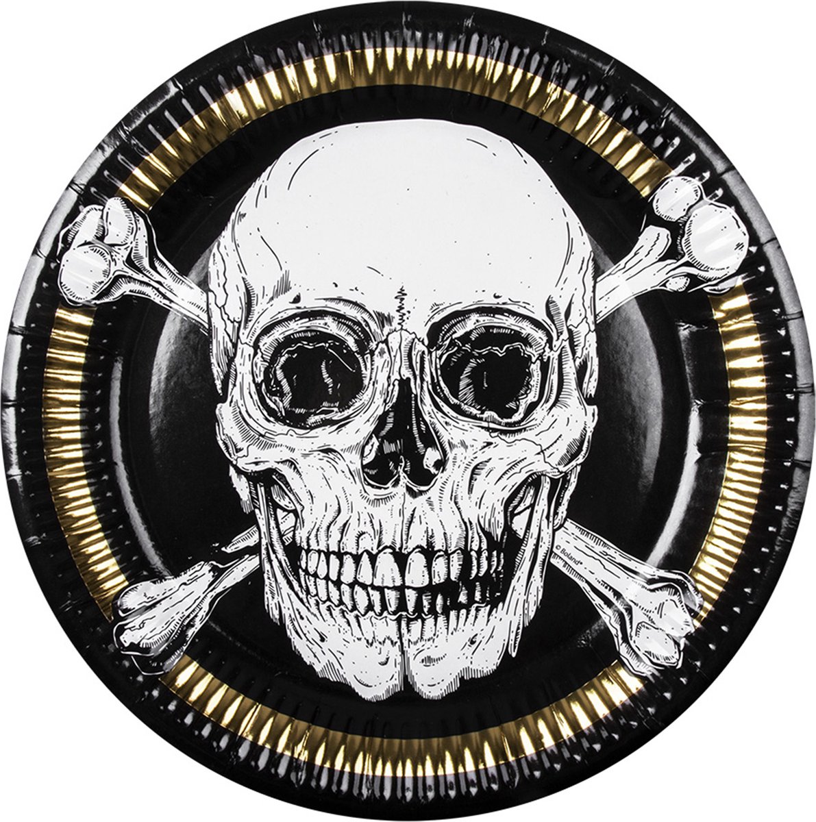 Boland - Tafeldecoratie - Bordjes Piraten/Doodshoofd 23 Cm Karton Zwart/wit 6 Stuks