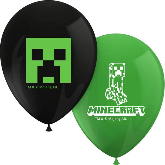 Ballons Minecraft - Party Supplies Décoration Balloon Package 8 pièces - Zwart vert