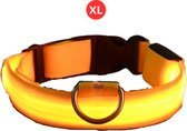 Bovista Lichtgevende Halsband - Verlichte Halsband - Lichtgevend - Hond - Kat - Lampje - Hondenhalsband Led - Nekband - Geel XL