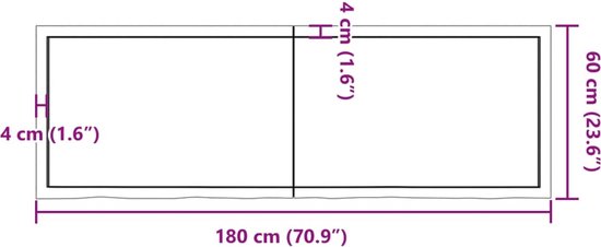 Plateau de table en chêne The Living Store - 180x60x6 cm - Gris foncé