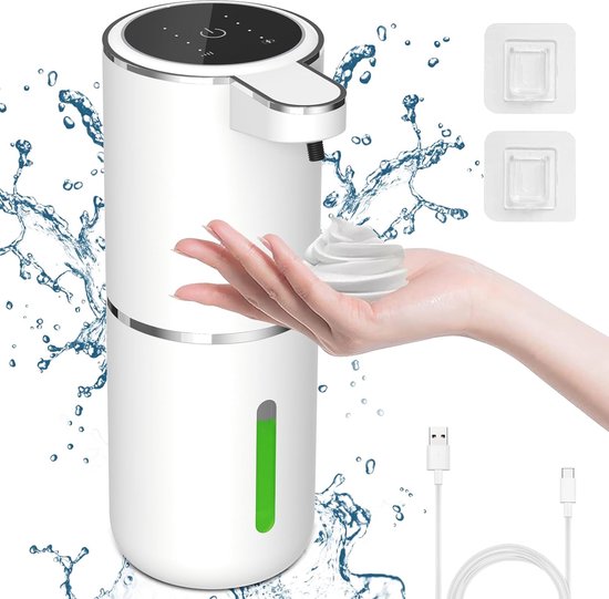 Automatische Zeepdispenser met Sensor: 380ml LAOPAO Elektrisch Schuimzeepdispenser, IPX5 Waterdicht, USB-C Opladen Automatische Zeepdispenser Contactloze voor Keuken Badkamer