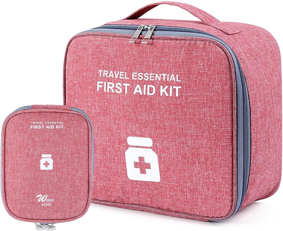 Goedkoopste 2 stuks medicijntassen, leeg, waterdicht, grote capaciteit, medische noodtas, kleine reis-apotheektas, draagbare EHBO-set, voor reizen, onderweg en thuis en op kantoor, rood