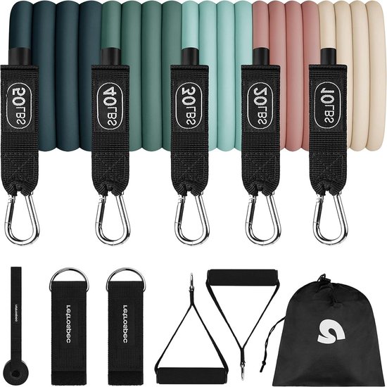 Fit Het Nieuwe Jaar In – Weerstandsbanden Resistance Bands Oefenbanden Fitnessbanden Met Handgrepen Deuranker Enkelriem Draagtas Voor Sport Oefeningen