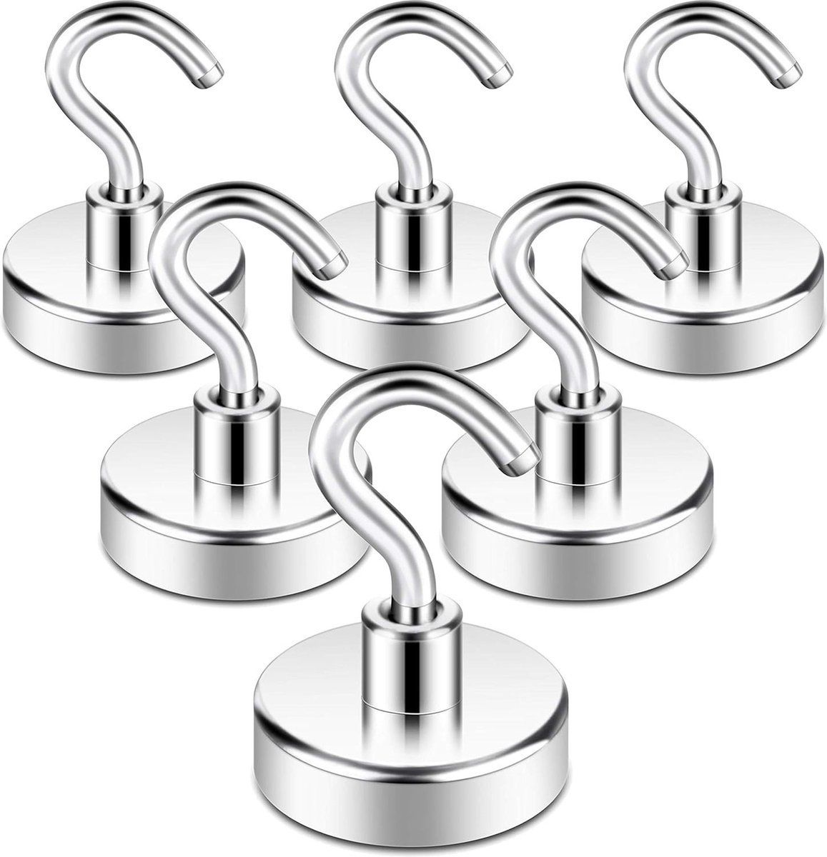Magnetische haken, ideaal voor grill, handdoek, keuken, 28kg+ Cruise Essentials haak CNC bewerkte basis, keuken, deurhouder, sleutels, thuis, kantoor, koelkasten, BBQ, indoor opknoping zilverachtig wit (6)