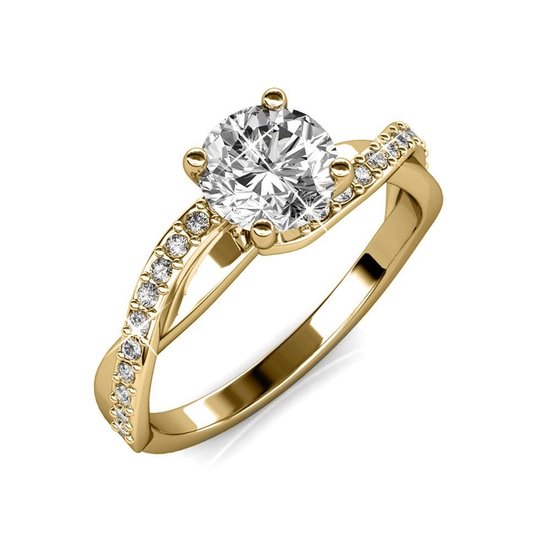 MYC-paris ring goud met steentje / Eleanor ring - goud en kristal