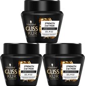 Schwarzkopf Gliss Kur Hair Repair Strength Masque Capillaire 2 en 1 - 3 x 300 ml - Avec Kératine Liquide & Perles Noires - Pour des cheveux intensément conditionnés et pleins de vitalité