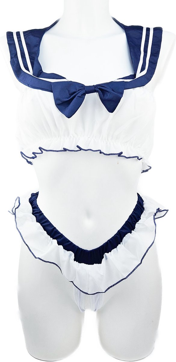 Goedkoopste BamBella ® Sexy Cosplay Rollenspel kleding - Onesize - outfit dames Matrozen pak blauw