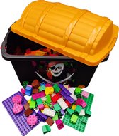 Biobuddi Bouwblokken XL set in Piraten schatkist - Bouwblokken speelgoed - Inclusief piraten opbergkist - Bouwset van 300+ stukjes - Passend op alle grote blokkenmerken zoals Duplo - Eindeloos speelplezier