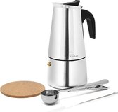 Induction Cooker Espresso Maker 300ml Coffee Jug - 2 Cups in Just 5 Minutes Stainless Steel for Stronger Espresso