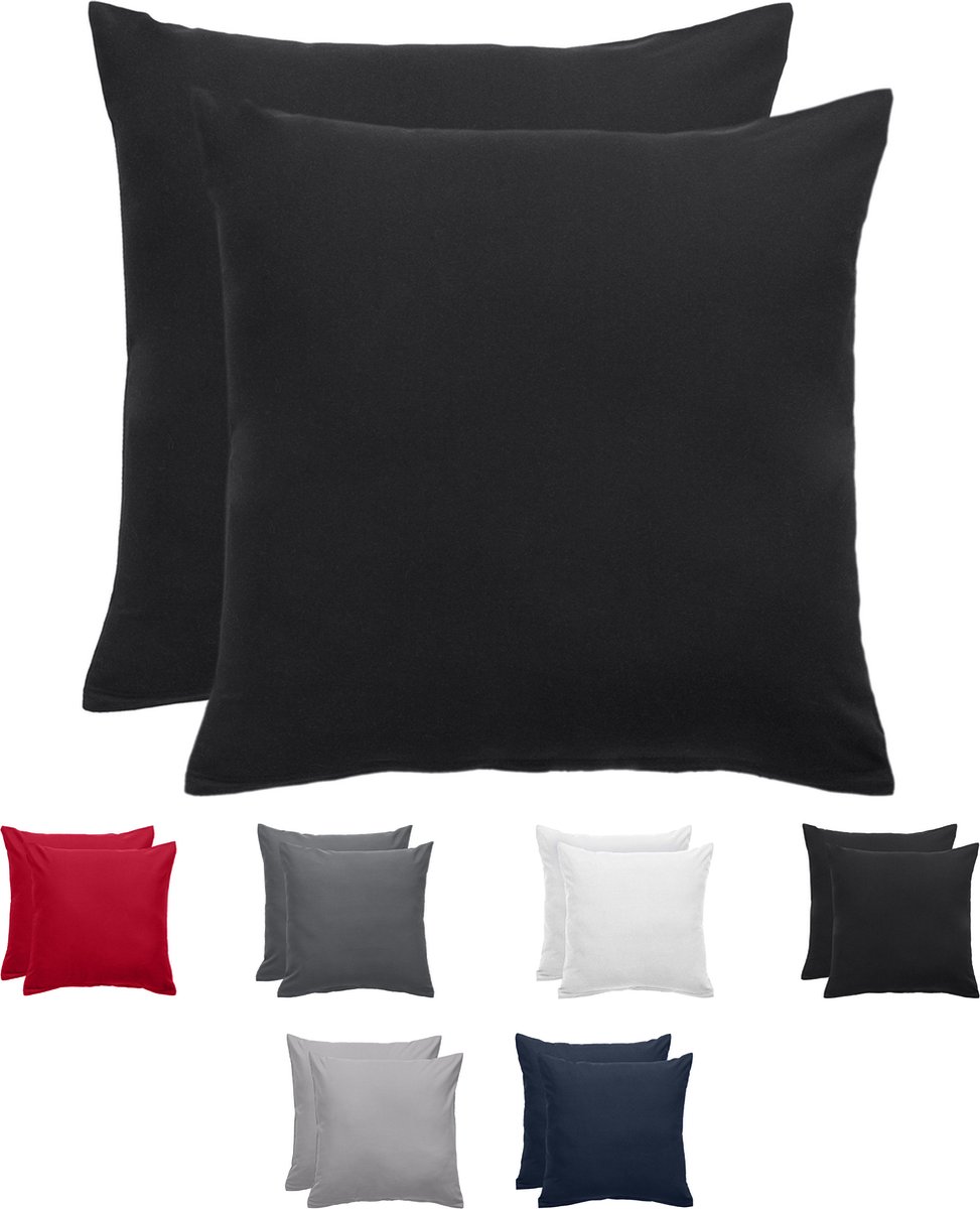 Komfortec Set van 2 Premium Kussenslopen 40x40 cm - Superzachte Kussenhoes – 100% - Geborsteld Mikrovezel 90g/m² - Zwart