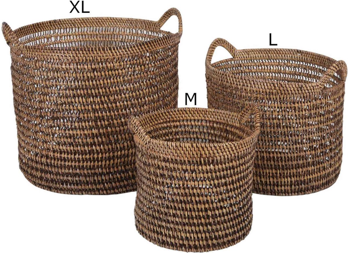 Rotan mand Eda bruin met handvat