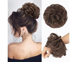 Haarknot Haarstukje Haar Bun Synthetische Golvend Krullend Elastiek Haar Knot Paardenstaart Haarextensies Dikke Updo Haarstukken voor Vrouwen Meisjes 1PCS