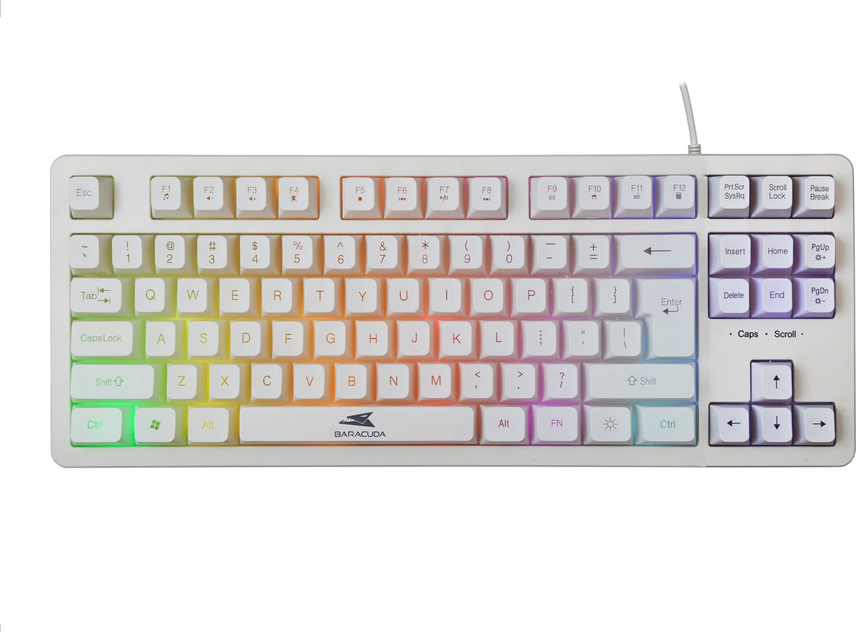 BARACUDA - KRILL-W - Gaming Toetsenbord - Wit - 87 Toetsen - anti ghosting - RGB - Membrane - Bedraad