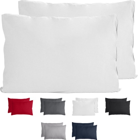 Komfortec Set van 2 Premium Kussenslopen 50x70 cm - Superzachte Kussenhoes – 100% - Geborsteld Mikrovezel 90g/m² - Wit