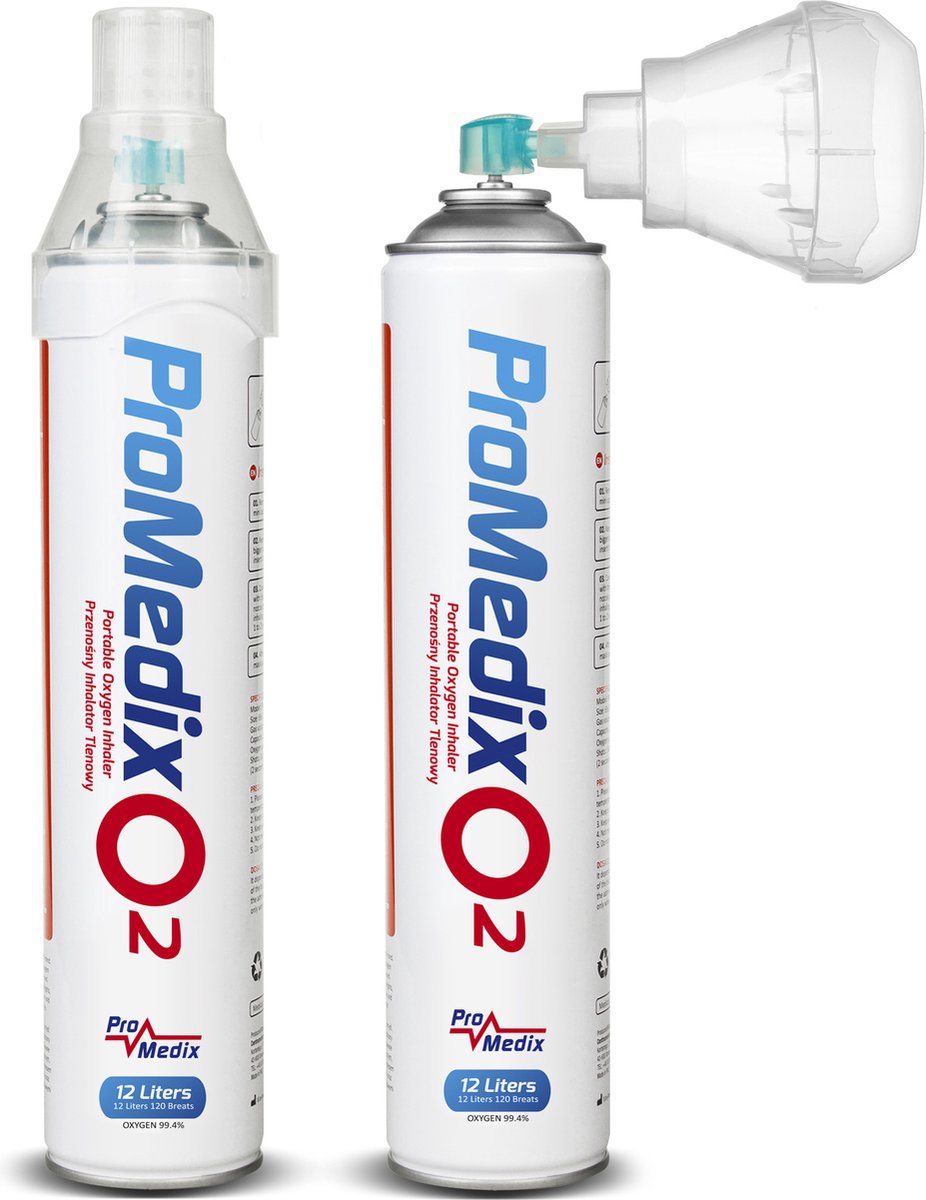 Goedkoopste Promedix - Set van 9 stuks Draagbare zuurstofinhalator in een blik 99,4 O2 12L
