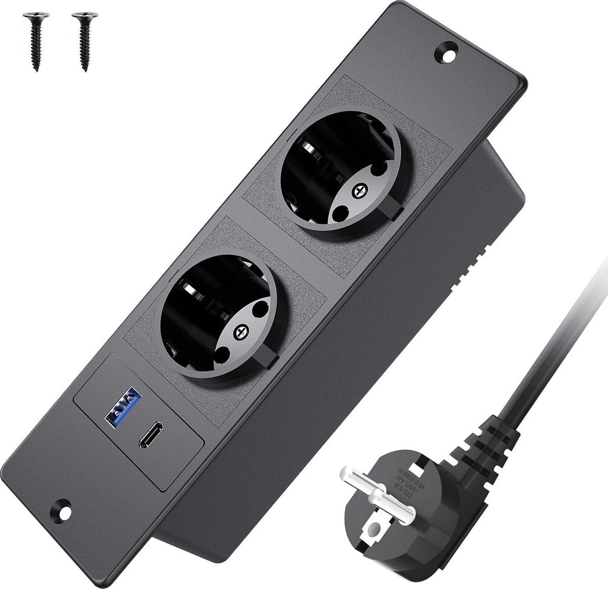 IECOPOWER Stekkerdoos met 10 stopcontacten, USB stekkerdoos (PD 20 W, 2