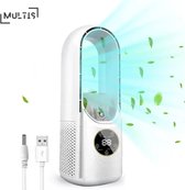 Multis - Climatiseur mobile sans vidange - Climatisation portable - Ventilateur - Refroidisseur d'air - Sans tuyau ni vidange - 6 réglages - Silencieux - Wit