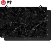 KitchyMist Inductie Beschermer Zwarte Marmeren Stenen met Witte Scheuren - 78x52 cm - Afdekplaat voor Kookplaat - Inductie Mat - Keuken Spatscherm