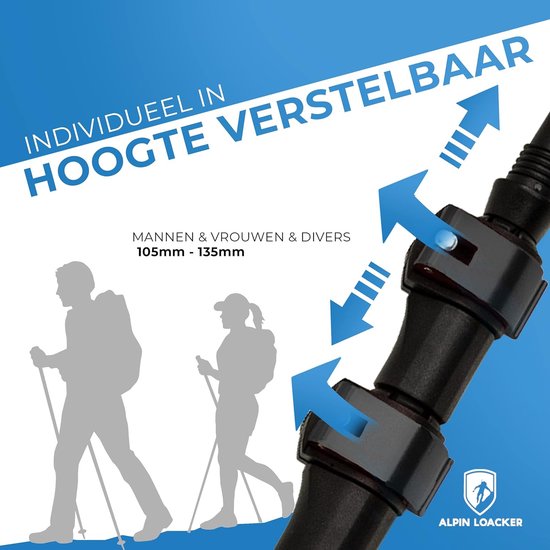 Wandelstok met kurk greep Ridge Hiker per stuk blauw