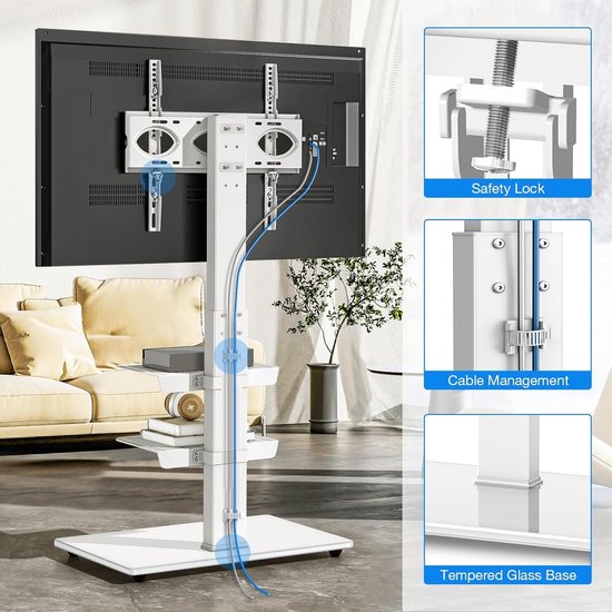 3-delige TV-meubelset - TV-meubel vitrine wandplank - LED-verlichting - 2 deuren 2