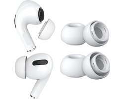 MMOBIEL 2 Paar Vervangende Oordopjes Tips Geschikt voor AirPods Pro Gen 1 & 2 - Antislip Siliconen Oordopjes met Ruisonderdrukkingsgat, Draagbare Opbergdoos en Passen in Oplaadcase – 1x M, 1x L – Wit