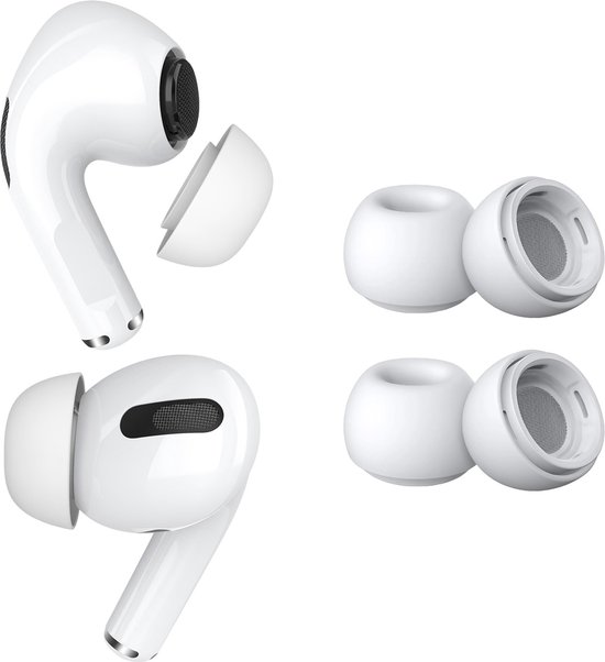 MMOBIEL 2 Paar Vervangende Oordopjes Tips Geschikt voor AirPods Pro Gen 1 & 2 - Antislip Siliconen Oordopjes met Ruisonderdrukkingsgat, Draagbare Opbergdoos en Passen in Oplaadcase - S - Wit