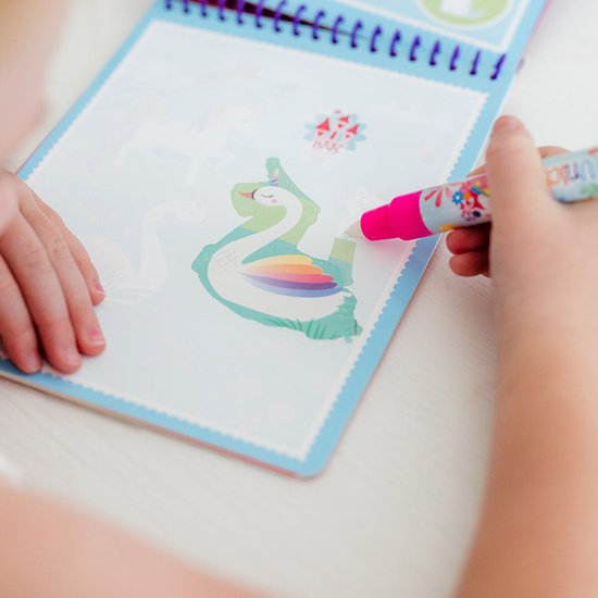 Totum Unicorn junior water kleur boekje - herbruikbaar magisch kleurboek 16 x 21 cm Aqua Magic | kleuren educatief peuter speelgoed